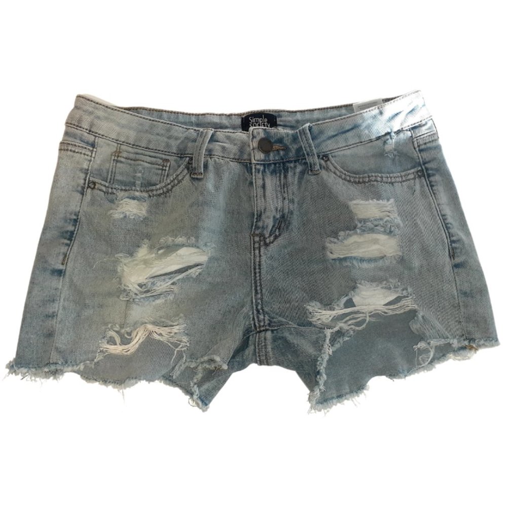 Simple Society Distressed Blue Jean Shorts